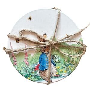 Peter Rabbit Coaster Set Easter Bunny Ceramic Stone Beatrix Potter Cork Back NEW